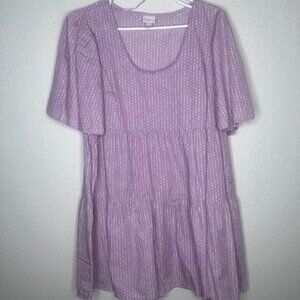 A New Day Pink Seersucker Flutter Sleeve Babydoll Dress